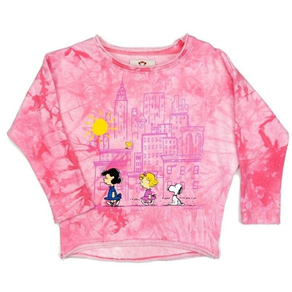 Appaman X Peanuts Kids Girl's Pink Long Sleeve Slouchy Graphic Sweatshirt Sz 4T